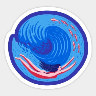 Diving under the waves Sticker